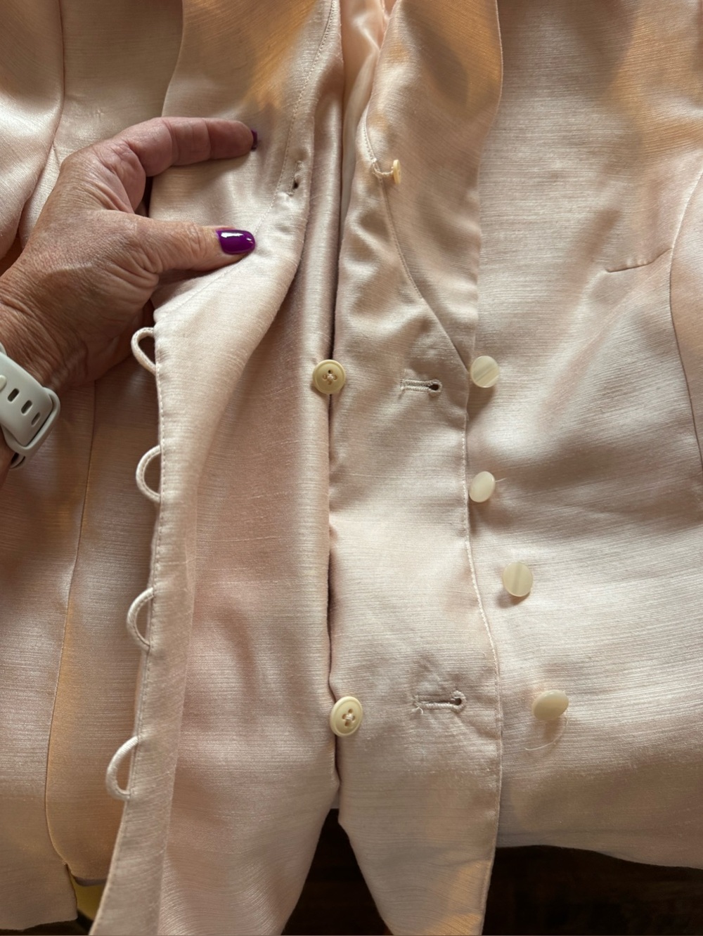 Le Suit Blush Pink Satin Two-Piece Skirt Suit Sz. 14 Career Mother-of-the-Bride - Picture 10 of 16